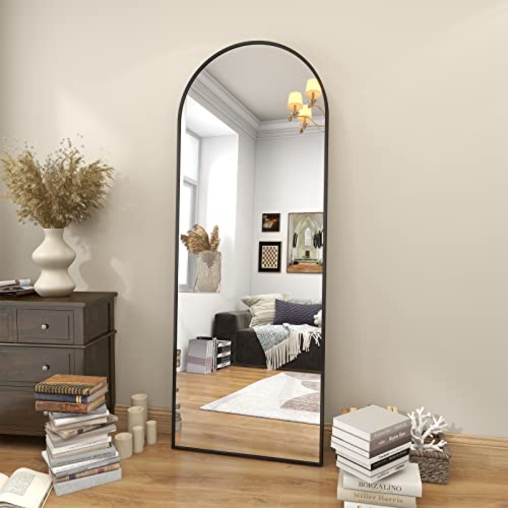 Arch Mirror Leaning - Lustro podłogowe łukowe na stojaku, czarne,