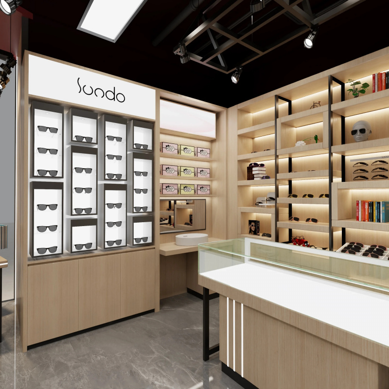 Interior Design Usa - Projekt wnętrza optyki na zamówienie. Meble