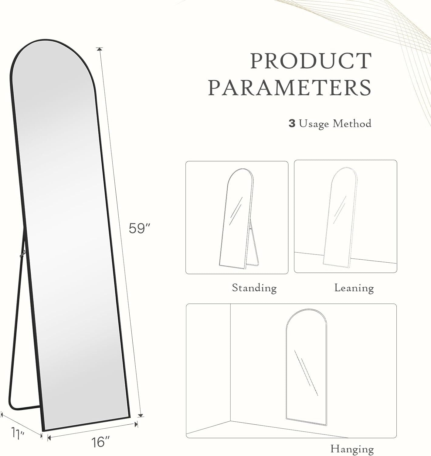 Lustro pełnowymiarowe łukowe 5 – Arch Mirror Leaning recenzja i cena