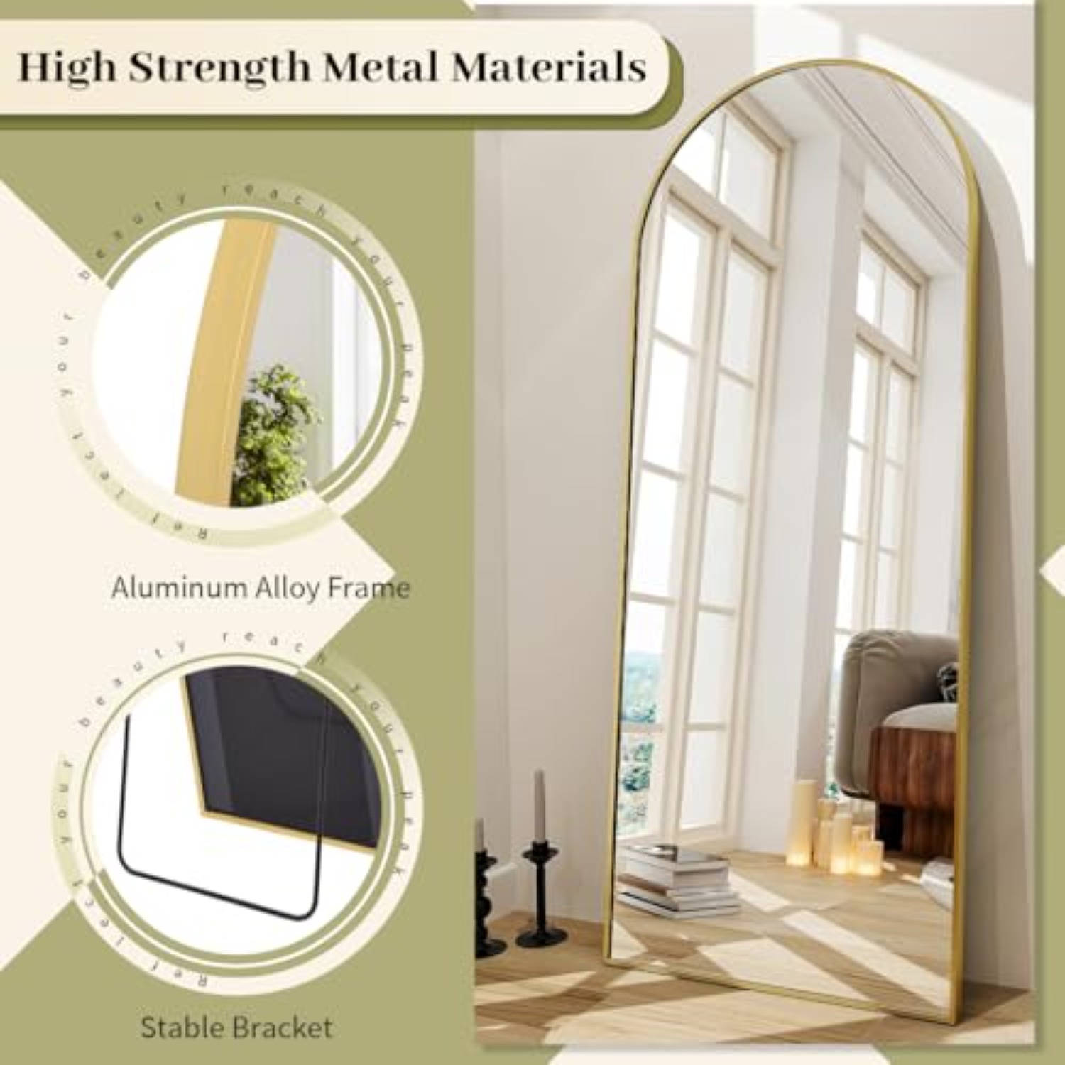 Lustro podłogowe łukowe z pods – Arch Mirror Leaning recenzja i cena