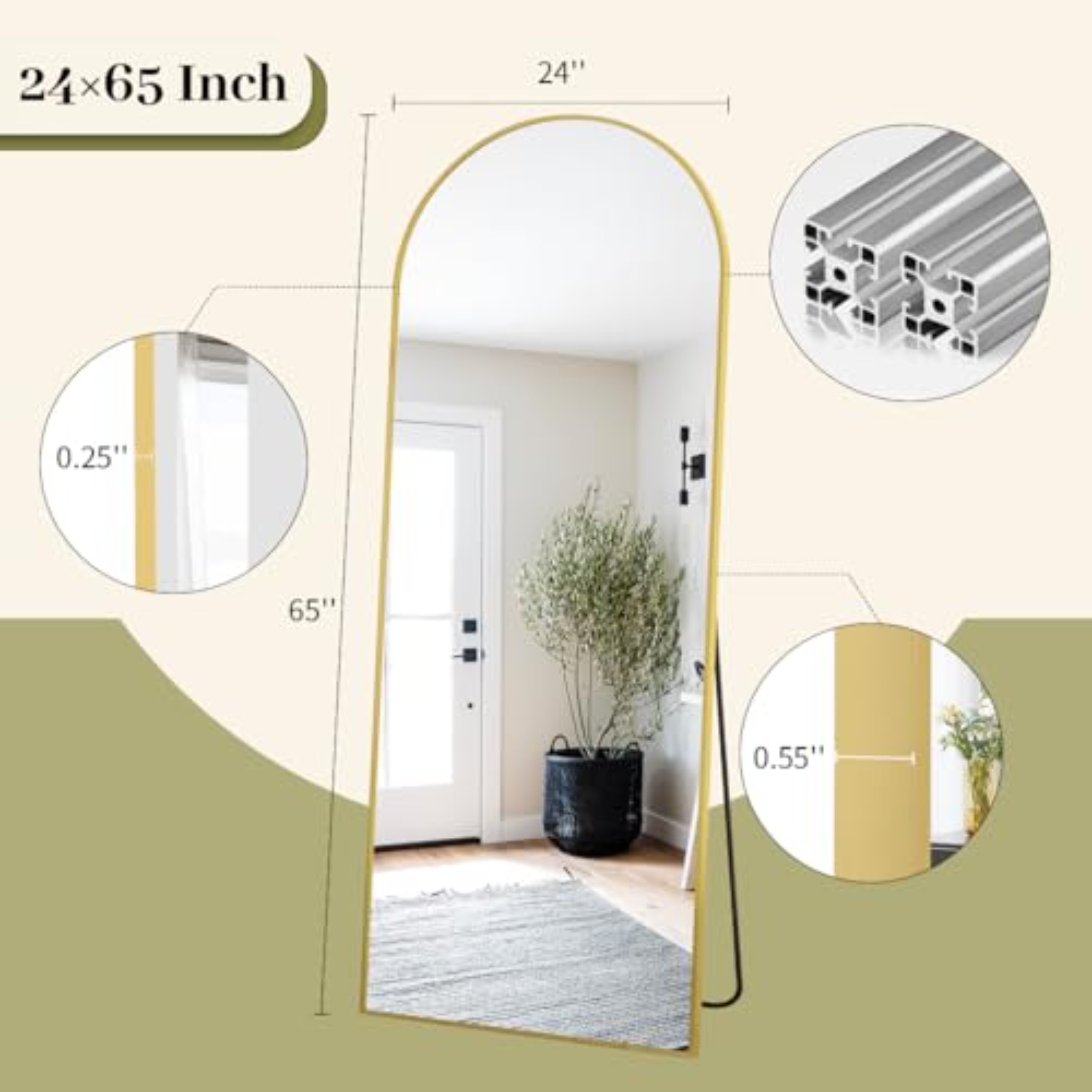 Lustro podłogowe łukowe z pods – Arch Mirror Leaning recenzja i cena