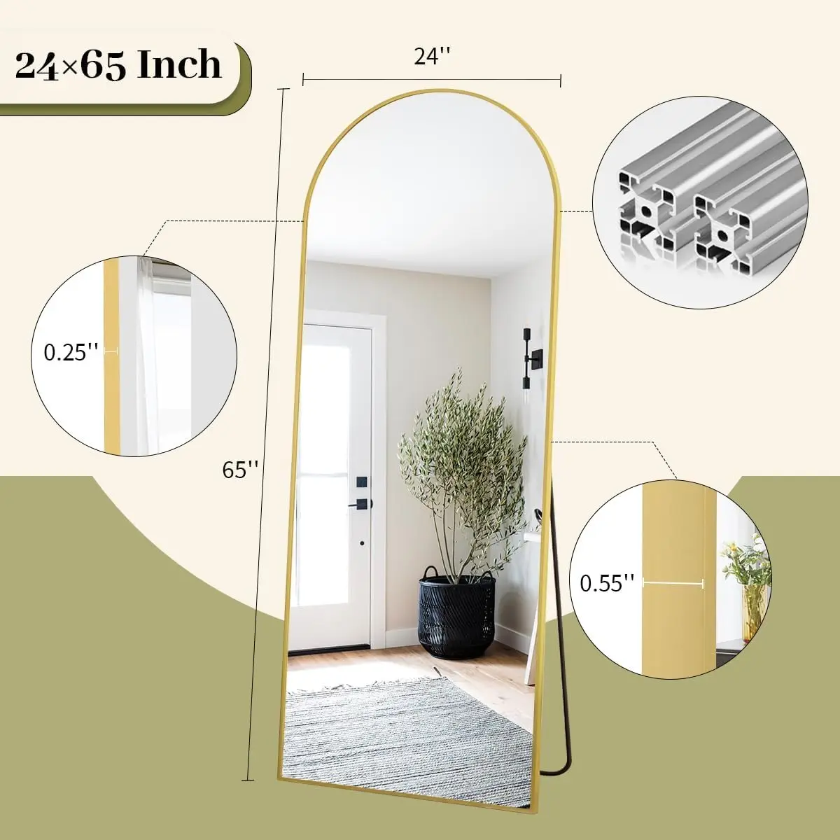 Lustro pełnowymiarowe w kształ – Arch Mirror Leaning recenzja i cena